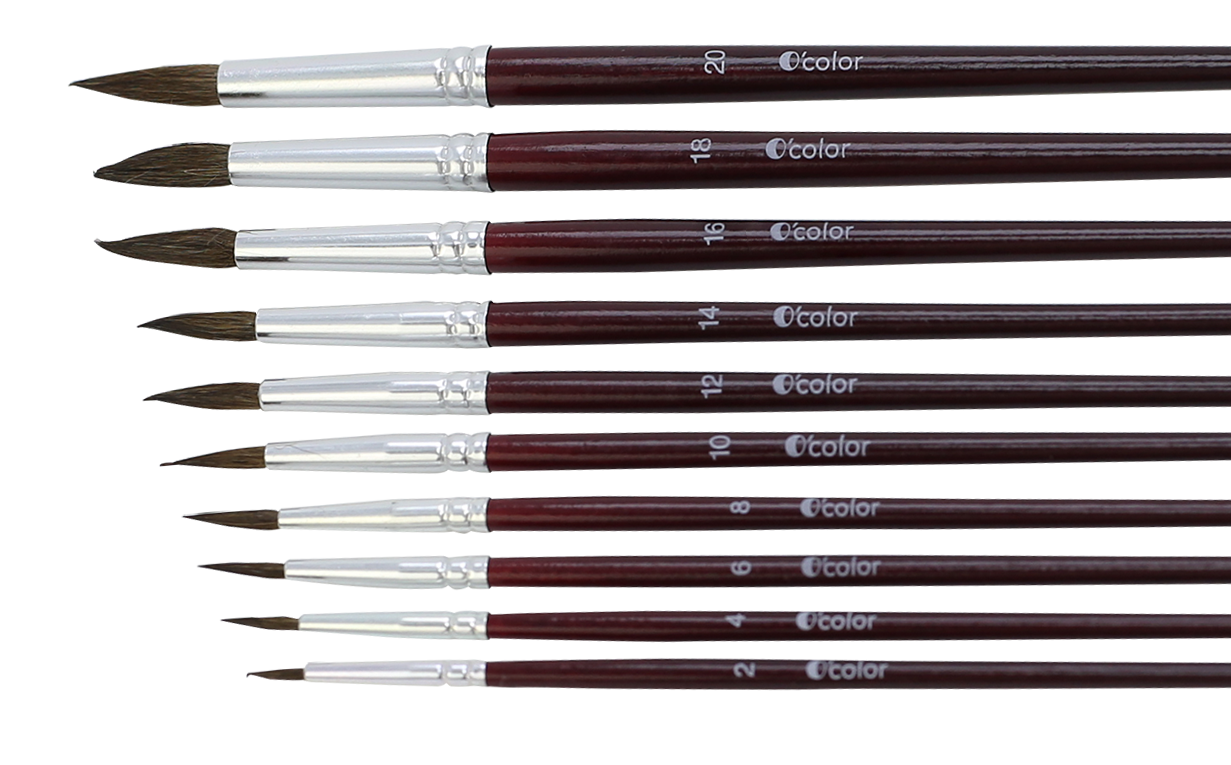 Set 10 pensule rotunde nr 8, din par de ponei